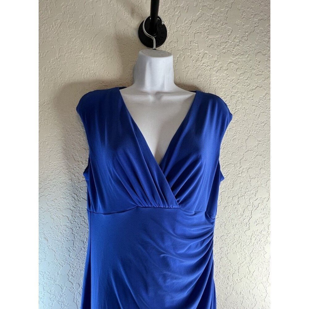Lauren Ralph Lauren Evening Maxi Dress Womens 12 Navy Blue Draped Neck NEW NWT - Picture 2 of 14
